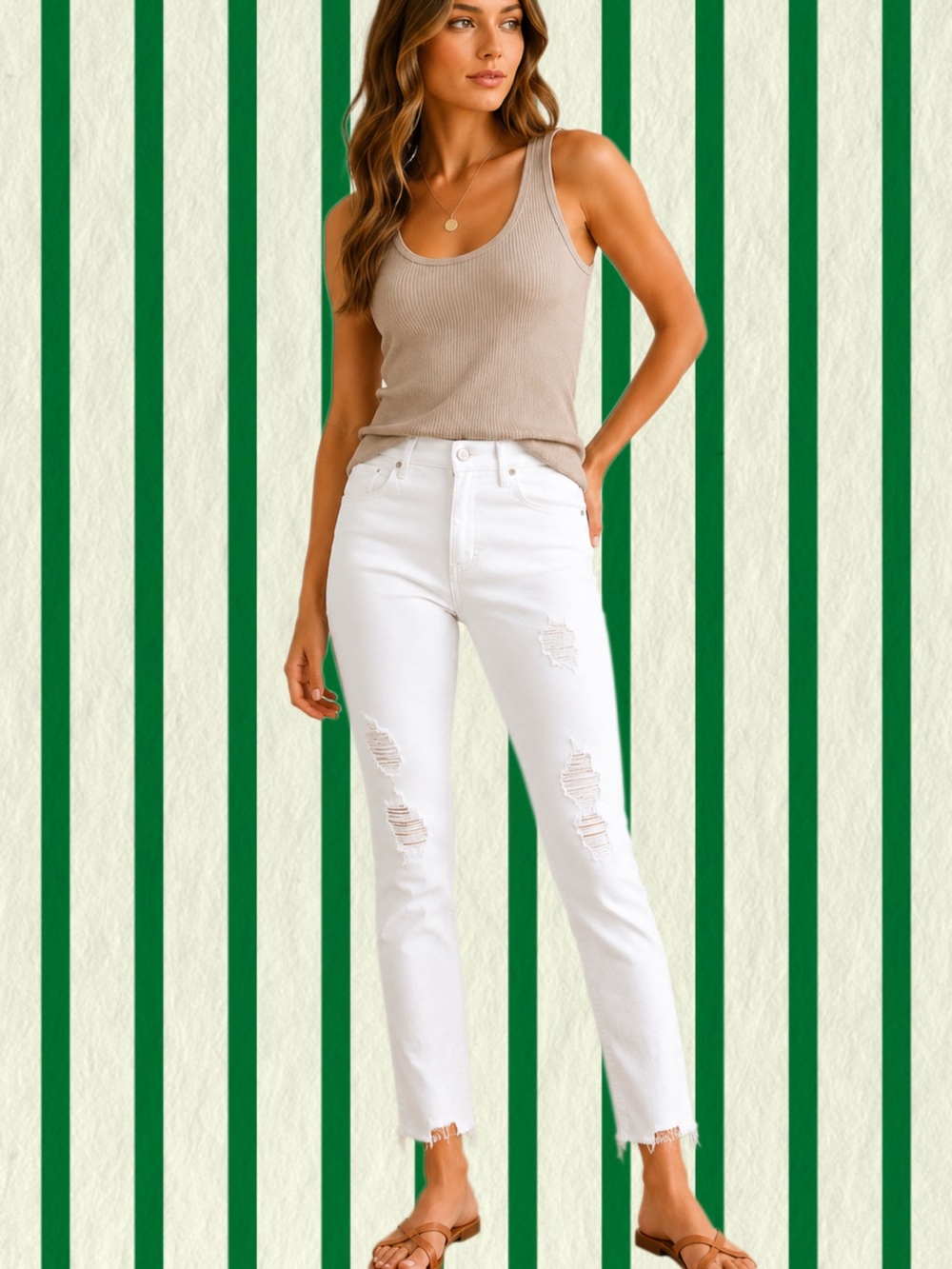 MOTHER White Distressed Skinny Jeans